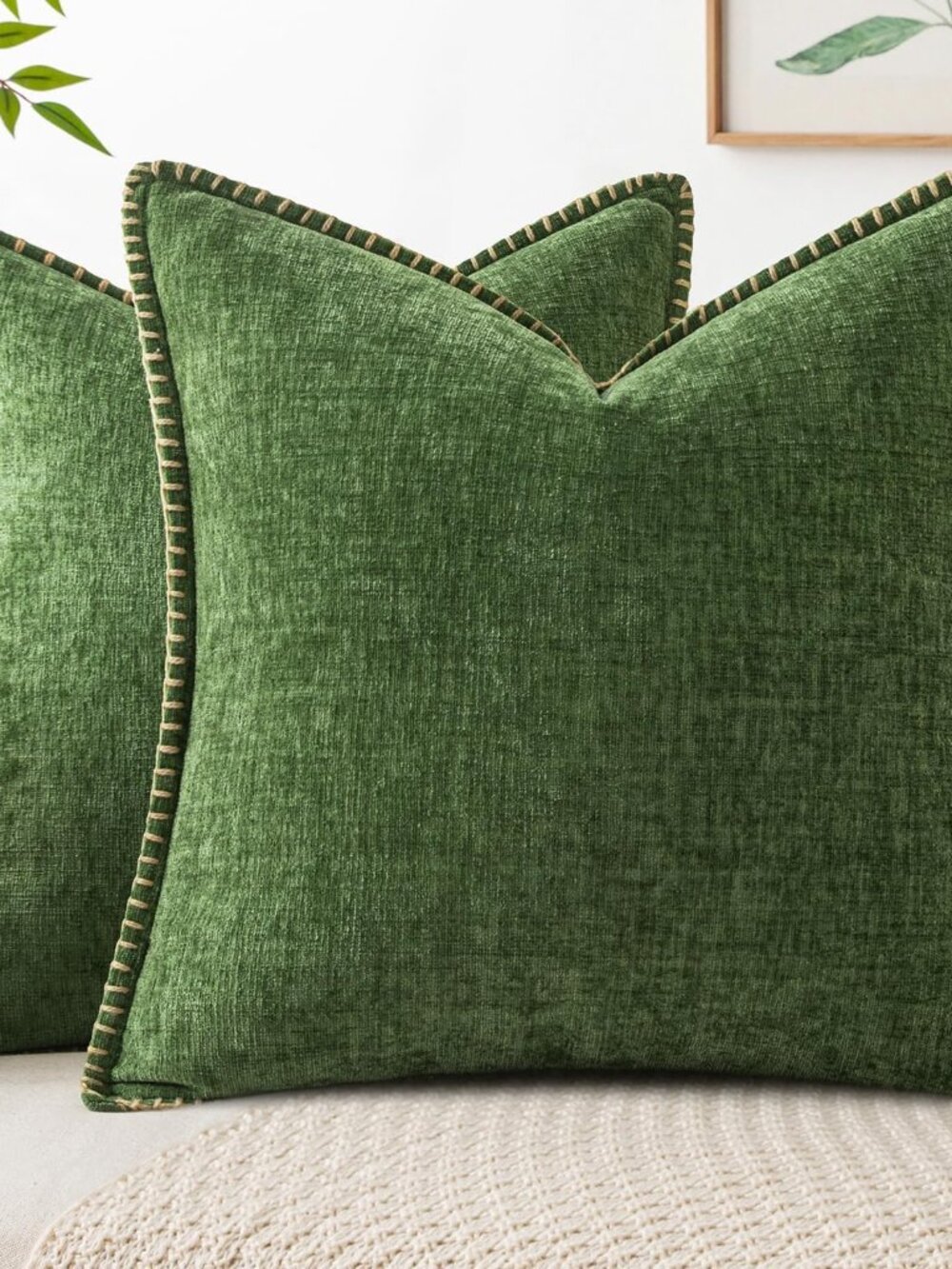 Christmas Decorative Throw Pillow Covers 18x18 Inch Forest Green